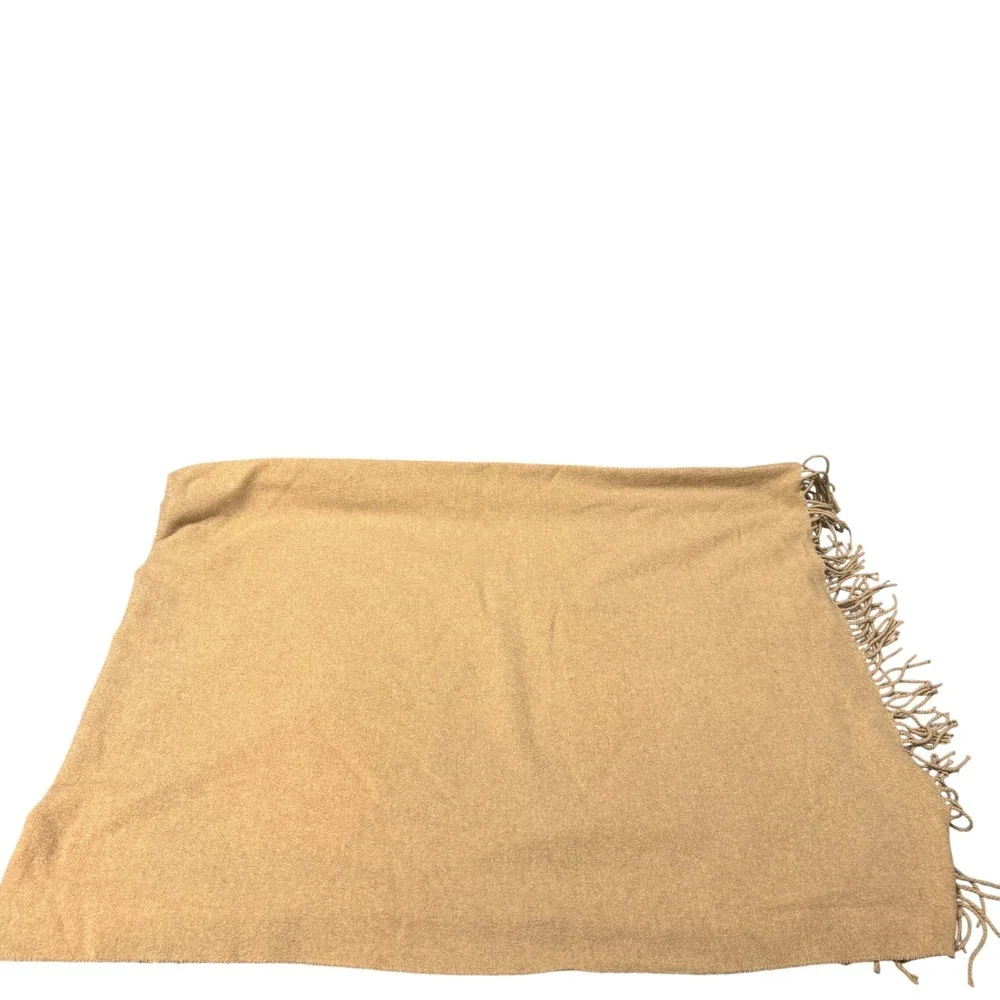 Williams Sonoma Throw Blanket Womens OS Fringe Camel Cashmere Classic